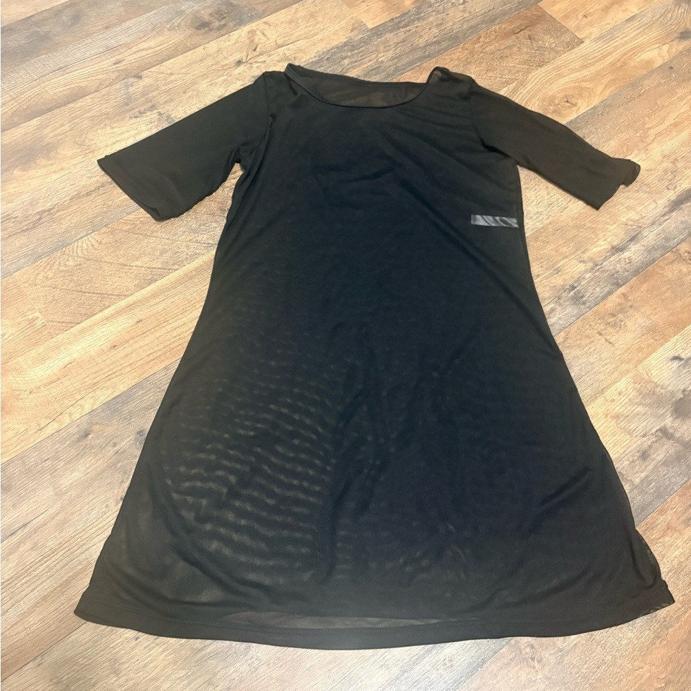 BeachLunchLounge Black Sheer A-Line Cover-Up Dress – Size Large
